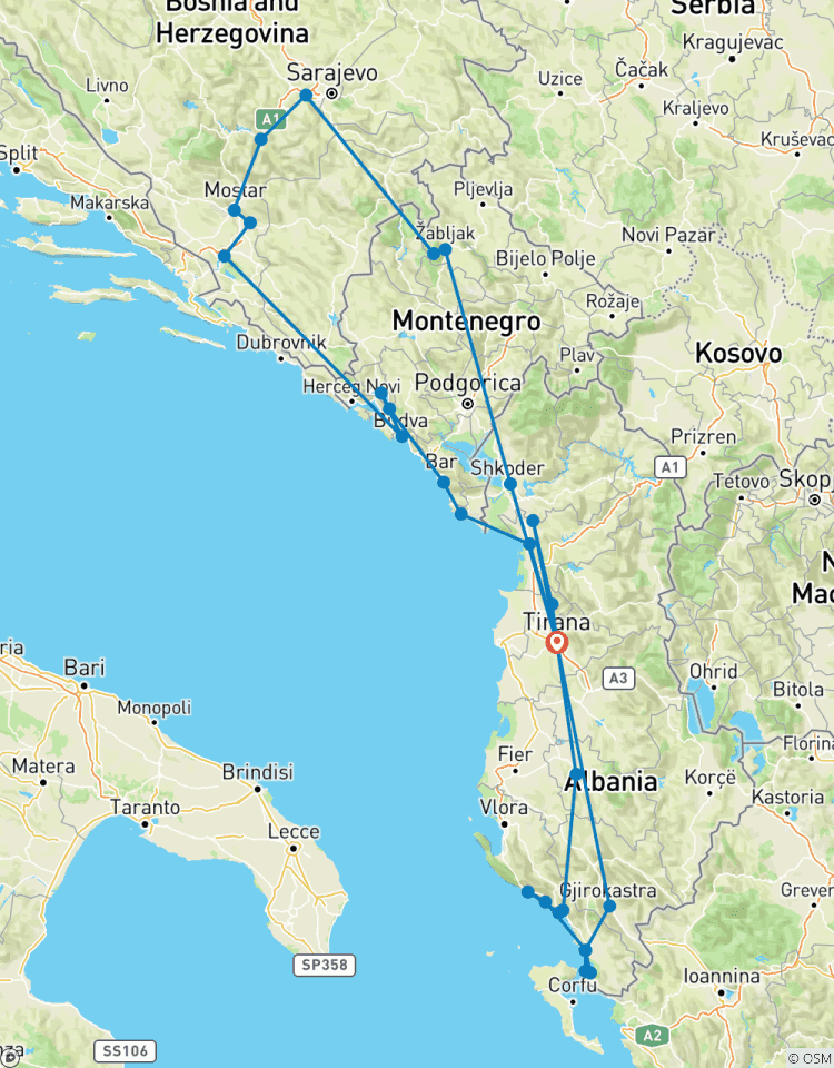 Albanien, Montenegro & Kroatien Highlights in 16 Tagen Rundreise