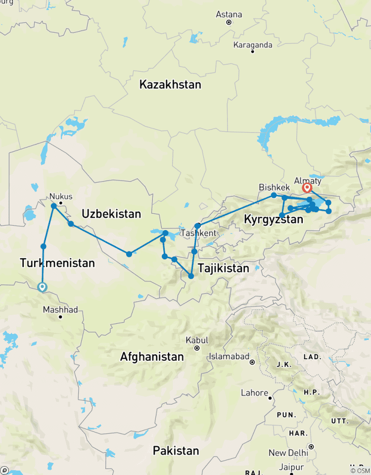 Circuito Odisea de la Ruta de la Seda: La Aventura de los Cinco Stans y World Nomad Games 2026 (68 destinations)