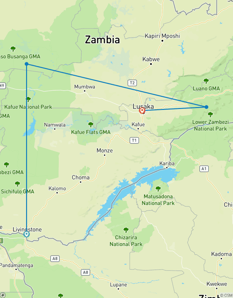 Parcs nationaux de Kafue et du Bas-Zambèze circuit