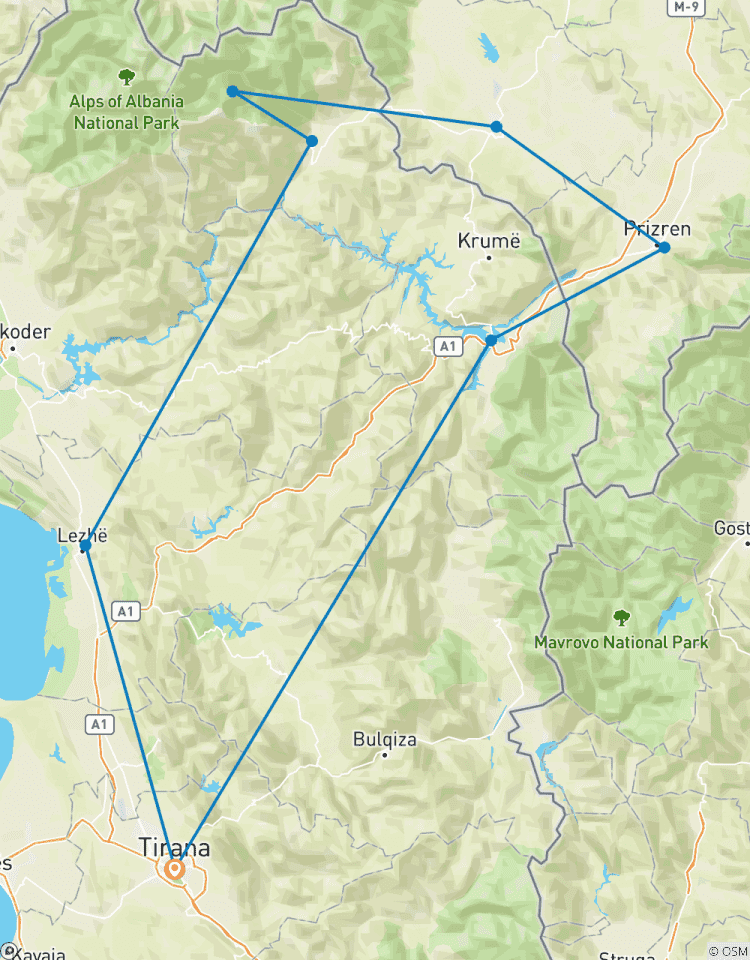 Circuito Recorridos de 4 días por los Alpes Albaneses, el río Shala, el Parque Nacional de Valbona y Prizren (Kosovo)