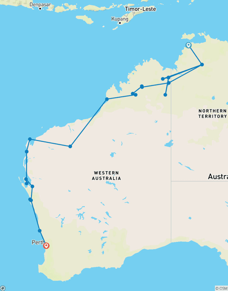 Darwin nach Perth mit Ningaloo Riff, Exmouth, Karijini & Kimberley Rundreise