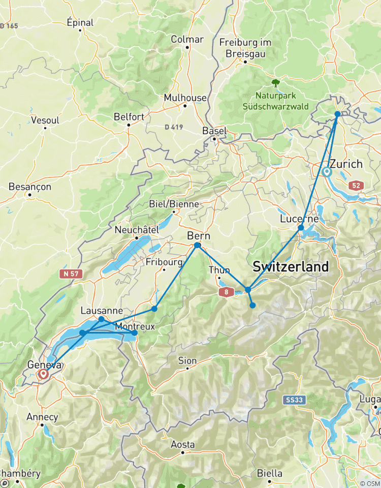 Zurich to Geneva - 7 days Tour