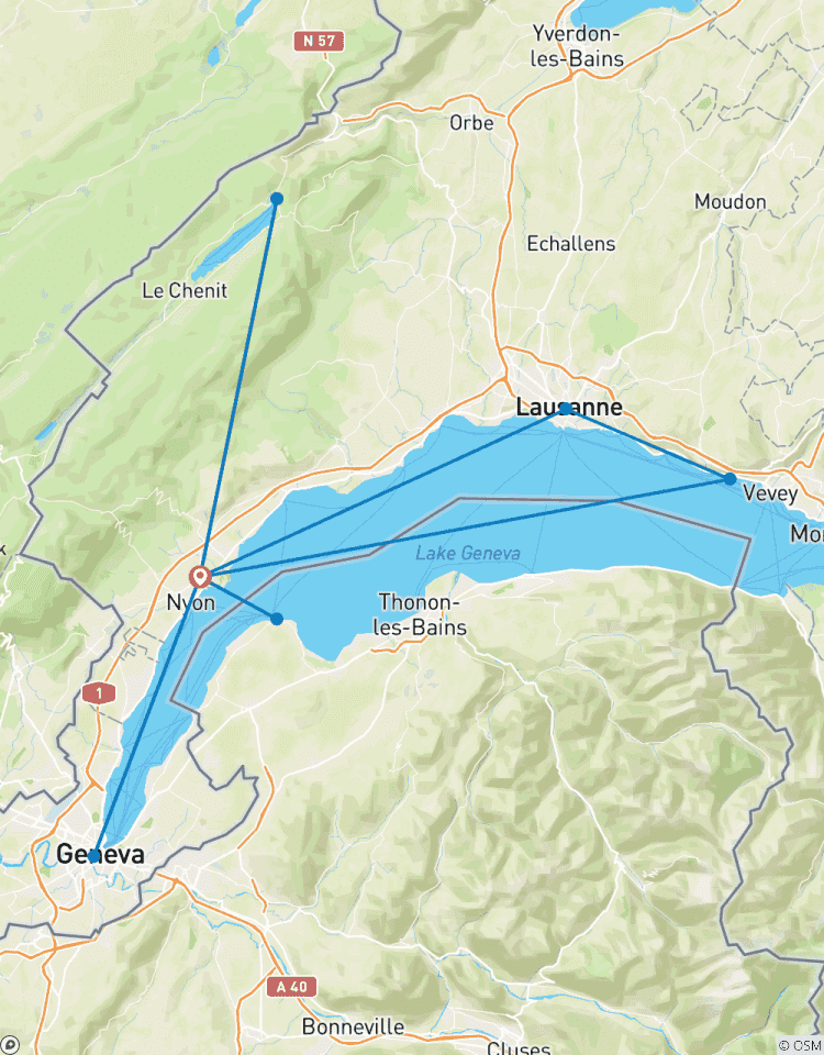 Vacances à vélo Tour de découverte du lac Léman circuit