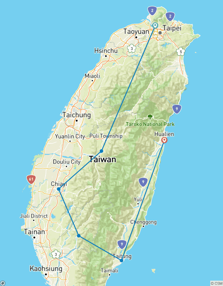 Circuit de 10 jours à Taiwan pour groupes de première catégorie circuit