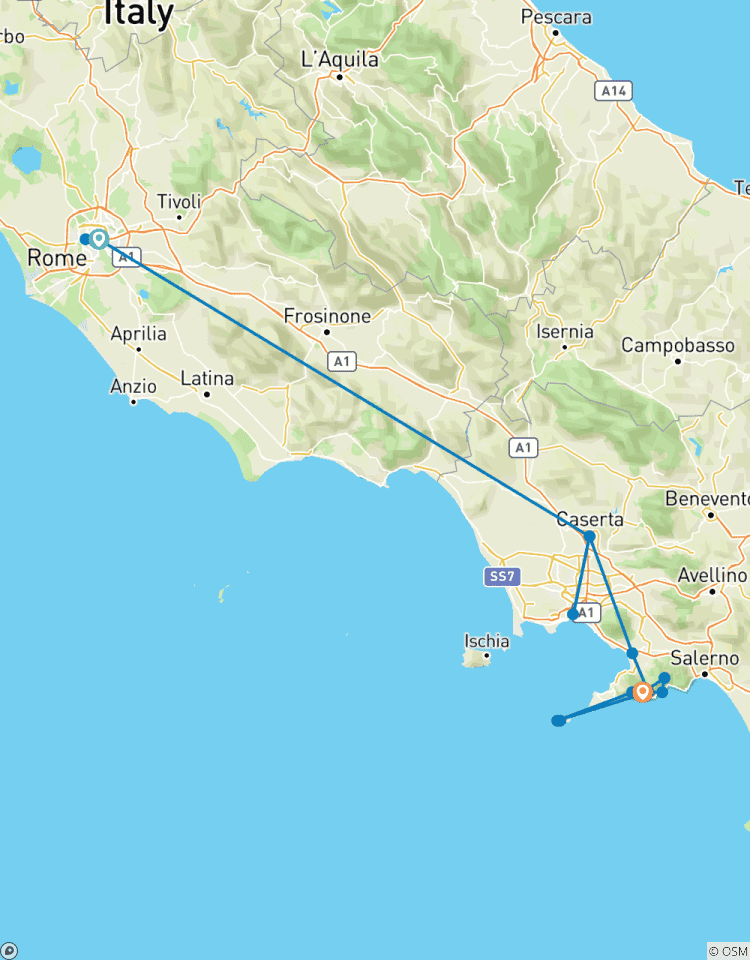 Rome et le golfe de Naples (from Rome to Bomerano) circuit