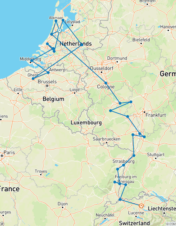 Les points forts du Rhin, les moulins à vent, les tulipes et les délices de la Belgique 2027 - 15 jours (from Amsterdam to Zurich) circuit