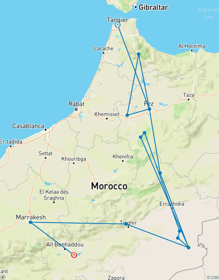 Circuito Circuito de 6 días por Marruecos desde Tánger, pasando por Chefchaouen, Fez y el desierto del Sáhara