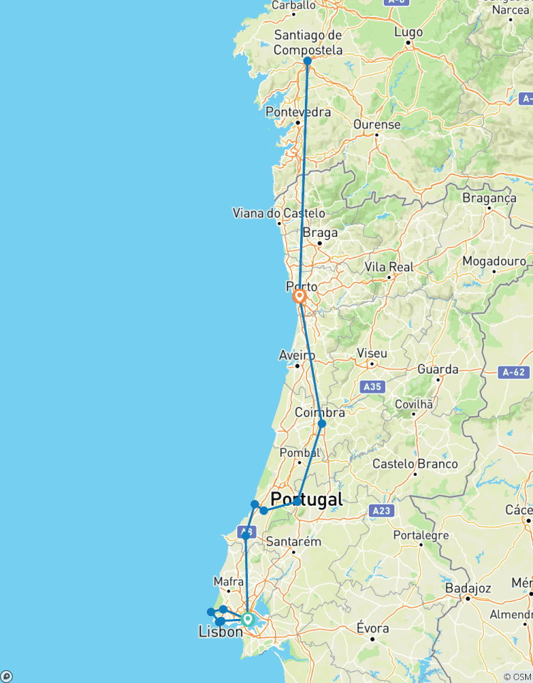 Lissabon, Fátima, Porto en Santiago Compostela-rondreis