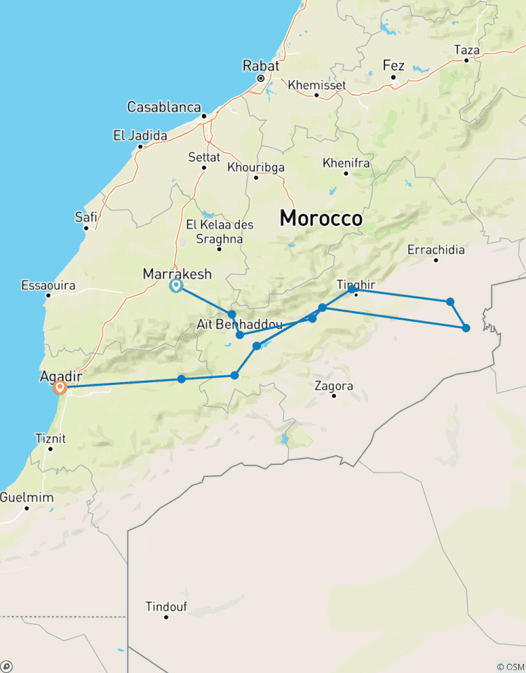 4 Tage private WüstenReise von Marrakech nach Agadir & Marokko Tous Rundreise