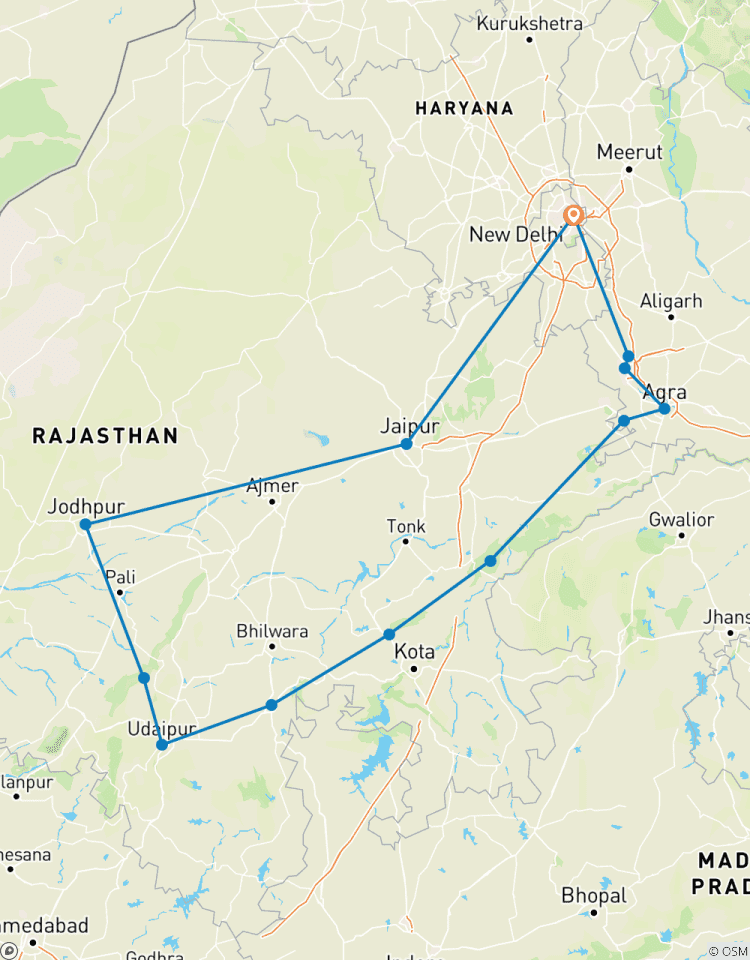 Circuit du patrimoine et de la faune du Rajasthan avec le Taj Mahal circuit