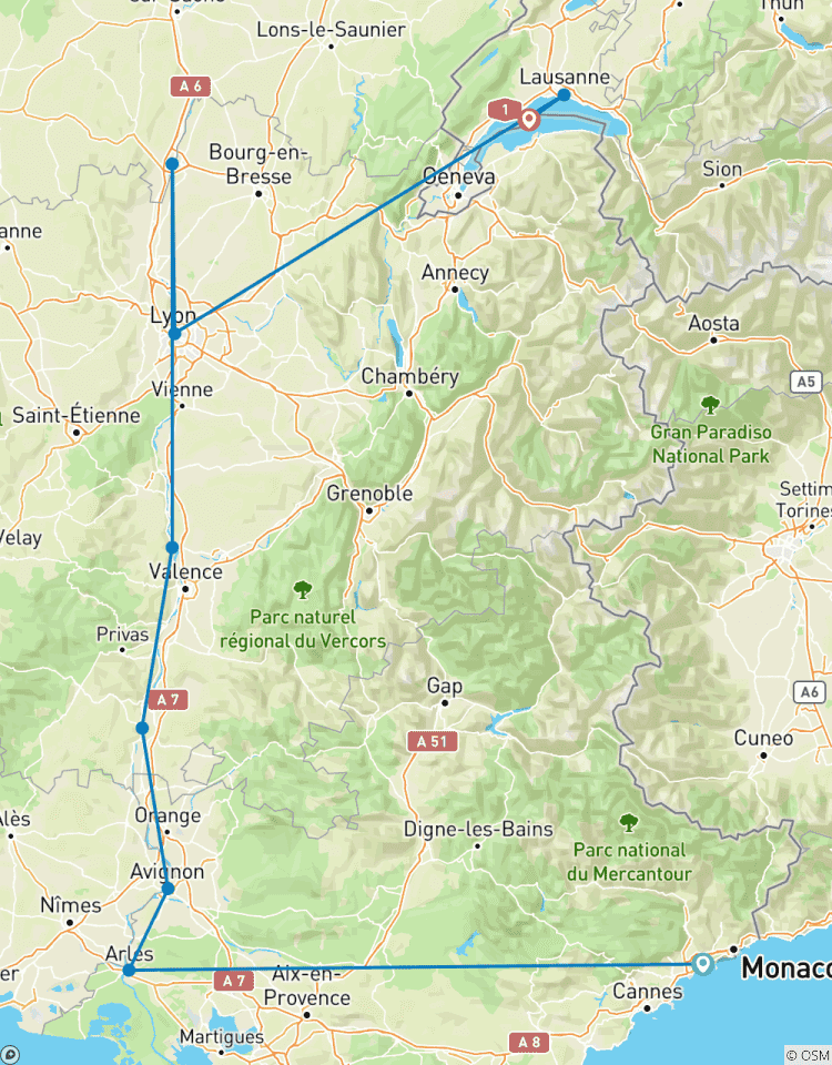 Sensations de Lyon et de la Provence avec les montagnes suisses circuit