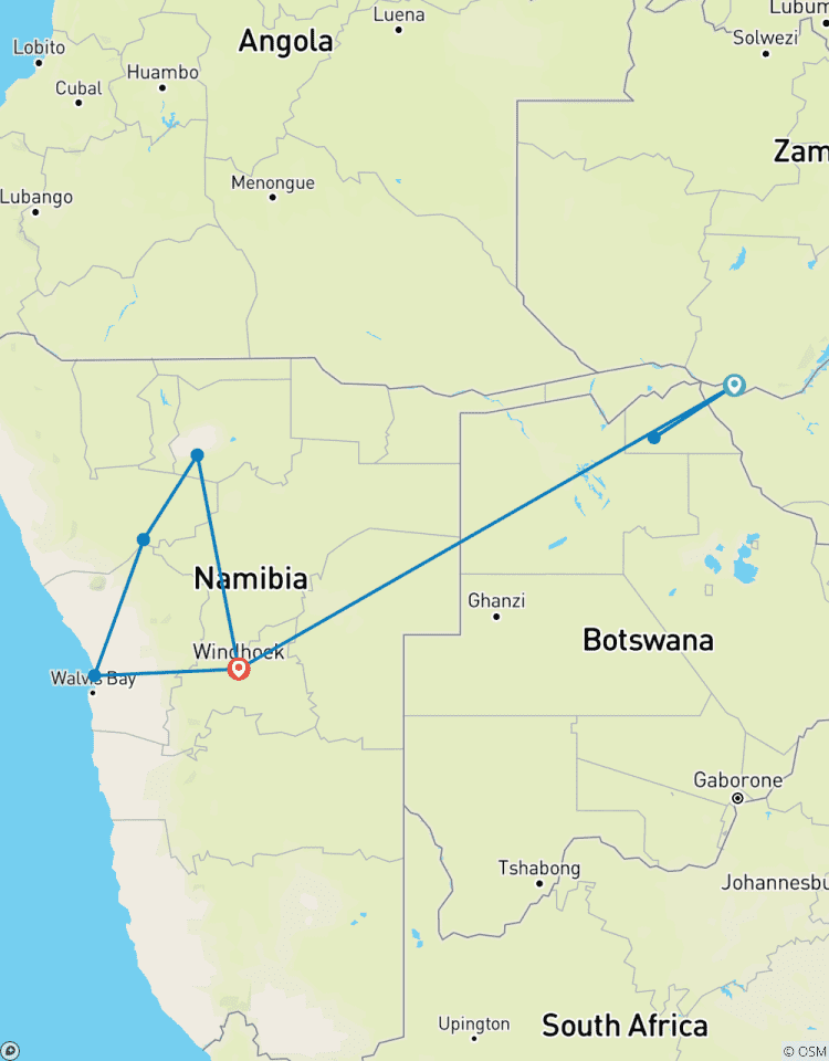 15-tägige Abenteuerreise \"Das Beste aus Sambia, Botswana (Chobe), Simbabwe (Sambesi) & Namibia-Etosha Wildlife und Wüste Rundreise