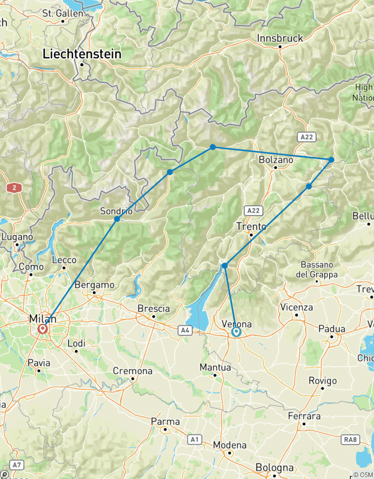 Gardasee, Dolomiten, Bormio ~ Geführtes *Radfahren* (Alles Inklusive) Rundreise