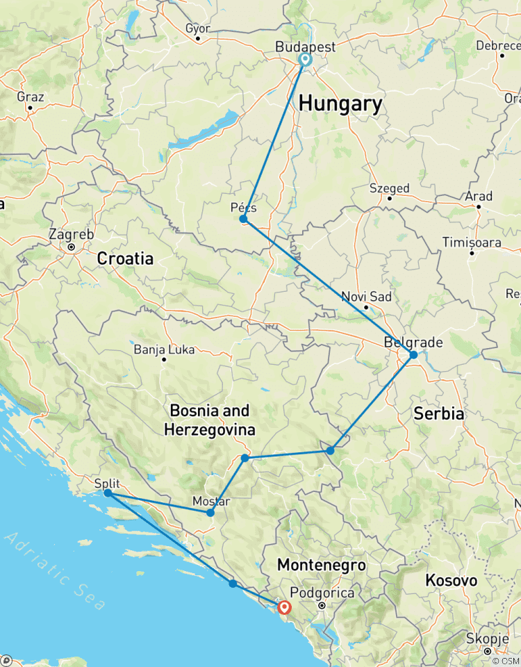 Indringend avontuur in de Balkan: Van Boedapest tot Kotor-rondreis