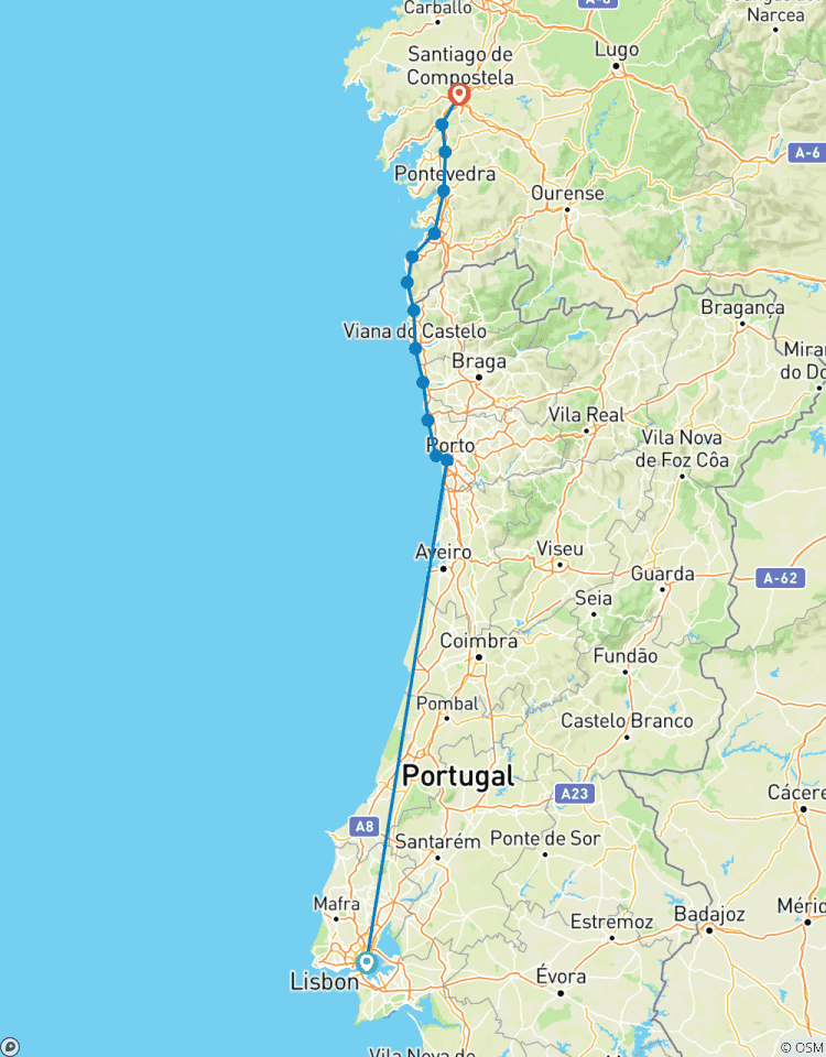 Camino (Full Portuguese) Coastal Guided *COACH*TREK* (All Inclusive) Tour