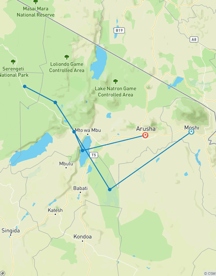6 jours de safari inoubliable dans le Tarangire, le Serengeti, le Ngorongoro et le lac Manyara circuit