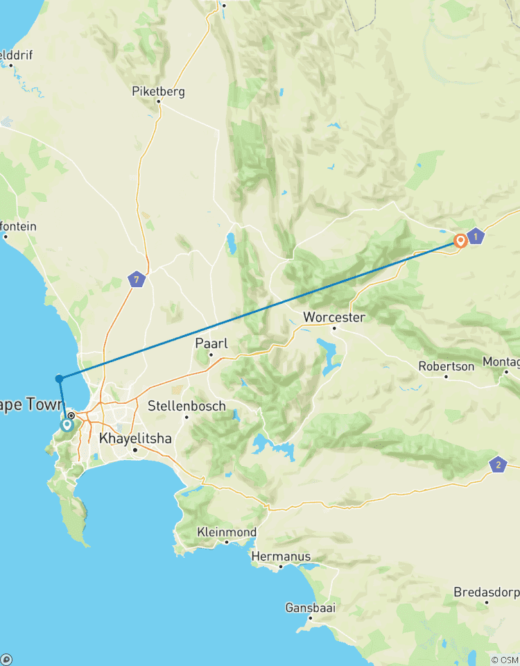3 jours ; Cape Town Private Tour, Table Mountain Car Ride and Robben Island Getaway,Cape town - Nuit à Inverdoorn Safari Game reserve circuit