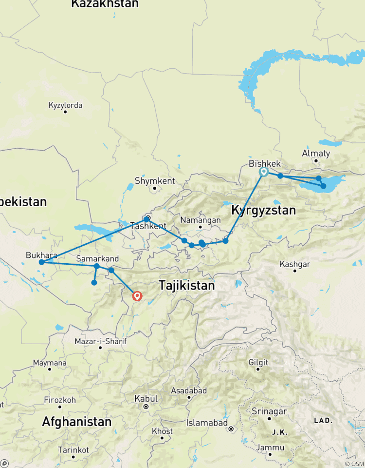 Drie Stans Zijderoute Tour: Kirgizië, Oezbekistan & Tadzjikistan-rondreis