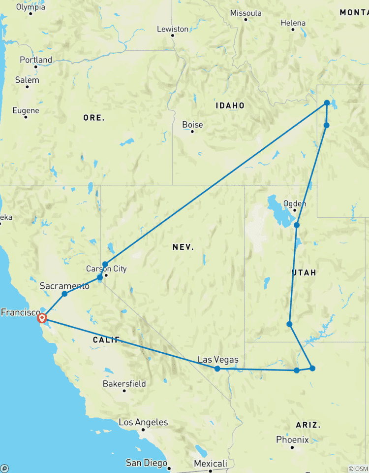 Circuito 7 días San Francisco+Lago Tahoe +Parque Nacional de Yellowstone +Parque Nacional de Grand Teton +Cañón del Antílope Inferior +Parque Nacional de Grand Canyon +Lo más destacado de Las Vegas (Bilingüe:Chino+Inglés)