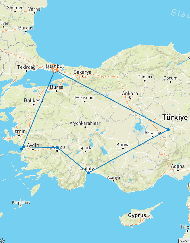 9 TageIstanbul, Kappadokien, Antalya, Ephesus & Pamukkale , mit dem Flugzeug Rundreise