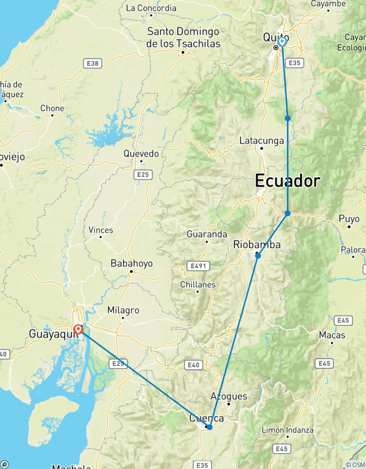 8 jours de vacances dans les Andes équatoriennes et sur la côte : Cotopaxi, Quilotoa, Baños, Chimborazo, Ingapirca, Cajas et Guayaquil, circuit privé circuit
