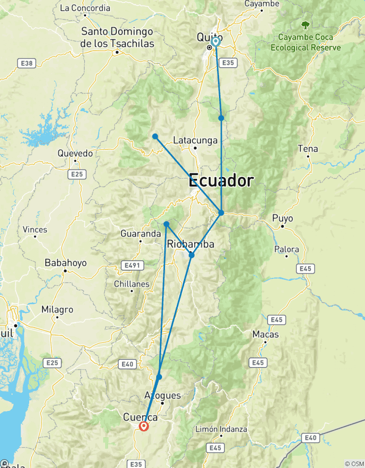 Circuit privé de 7 jours sur l\'Avenue des volcans, Cotopaxi, Quilotoa, Baños, Chimborazo, Ingapirca et Cuenca circuit