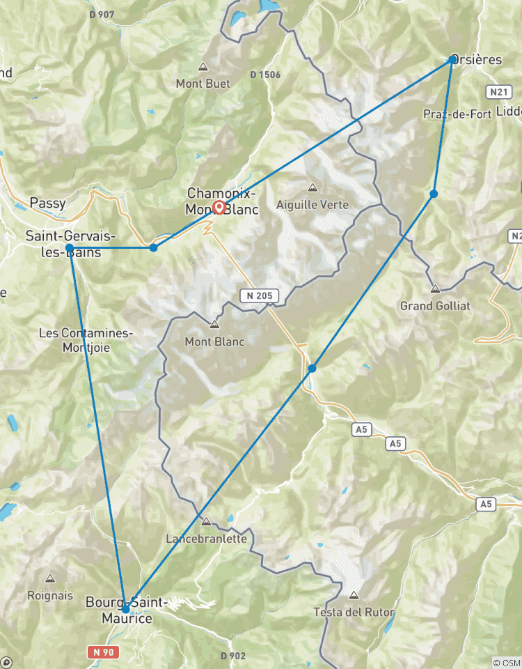 Tour du Mont Blanc Hôtel Trek circuit