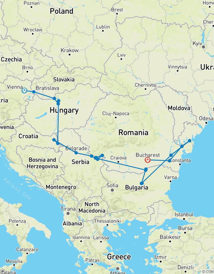2000 Km over de schitterende blauwe Donau - van Wenen naar Boekarest-rondreis