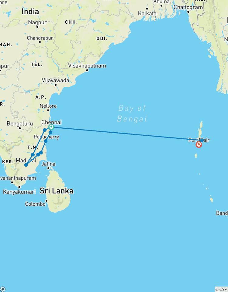 Circuito Tesoros culturales de Tamil Nadu con la Escapada a la Playa de Andamán