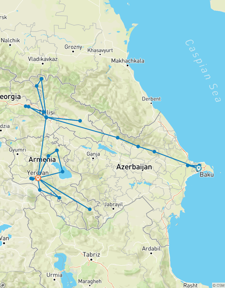 15 Tage - Private Kaukasus Rundreise - Aserbaidschan, Georgien und Armenien Rundreise