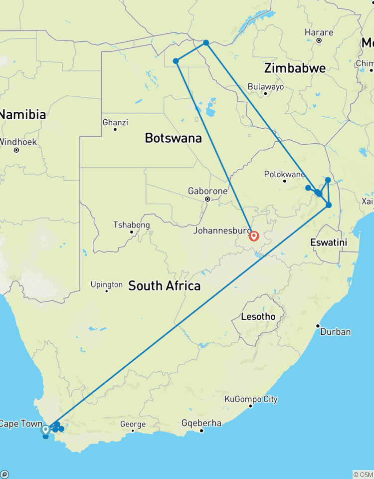 Escapade Incomparable en Afrique : 11 jours de safari de luxe au Cap, vins, Kruger, chutes Victoria et Chobe circuit
