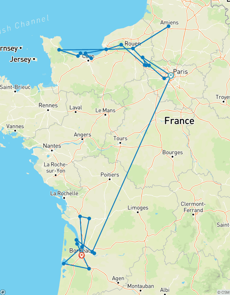 Normandië & Juweeltjes van de Seine & Schitterend Bordeaux 2026 - 21 Dagen (van Parijs naar Bordeaux)-rondreis
