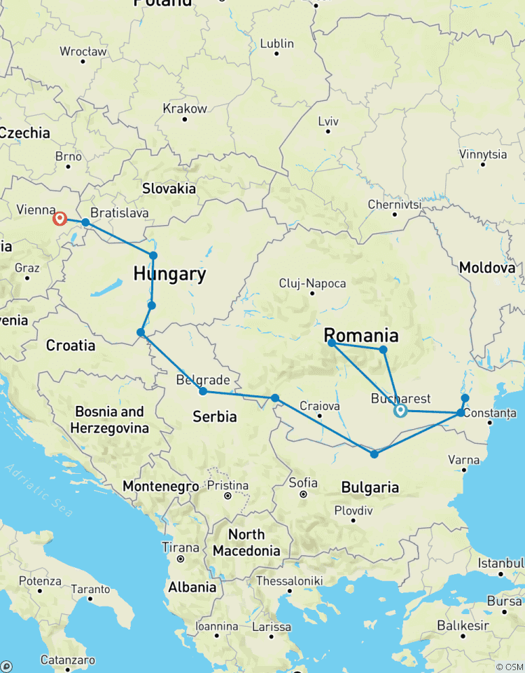 Voorprogramma Transsylvanië en Beneden-Donau (Boekarest - Wenen) (15 bestemmingen)-rondreis