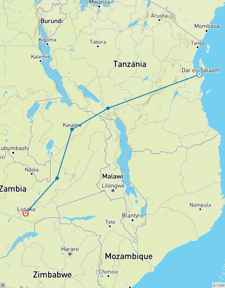 Tanzania naar Zambia treinreisavontuur - 3 dagen-rondreis