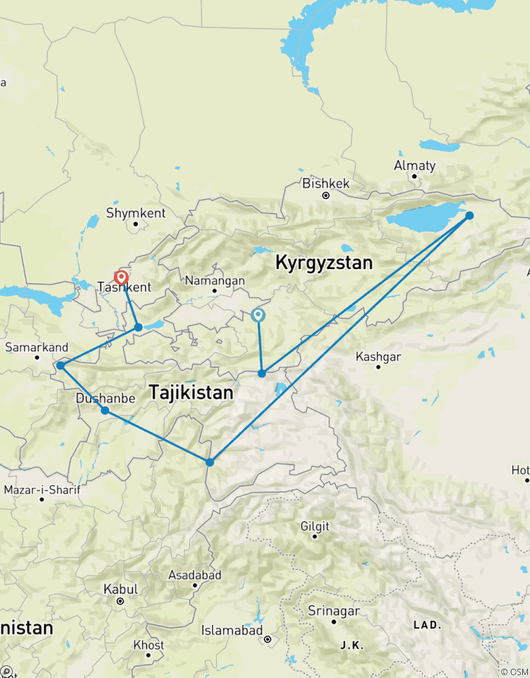 La route du Pamir et la route de la soie (14 jours) circuit