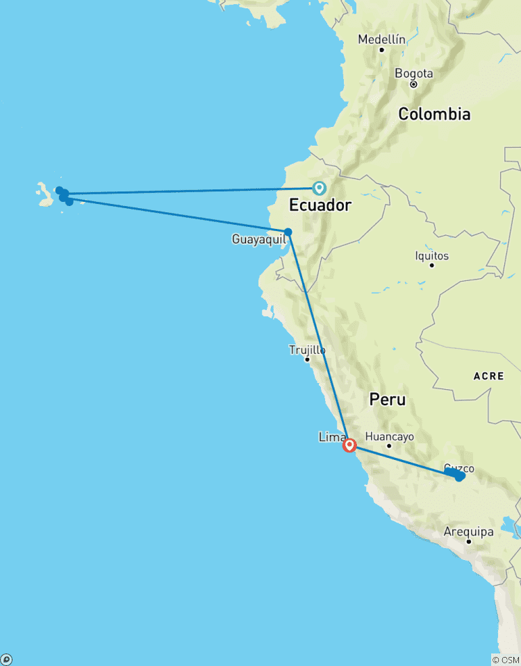 Circuit de 10 jours dans les Andes, à la découverte des îles Galápagos et du Machu Picchu circuit