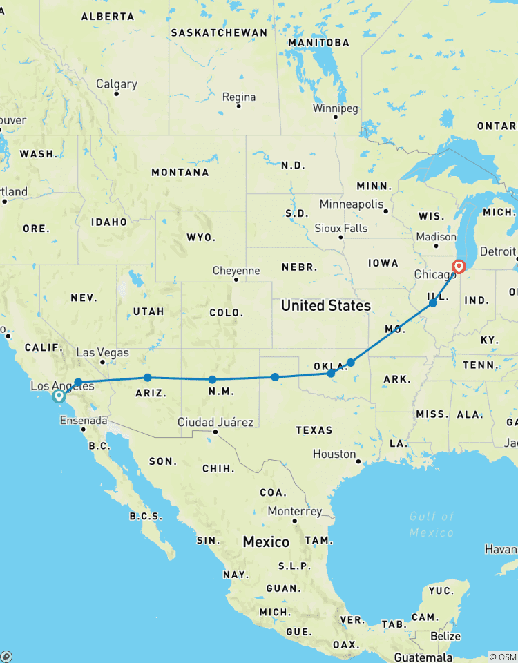 12-Tage Route 66 (Richtung Osten) Santa Monica nach Chicago Rundreise