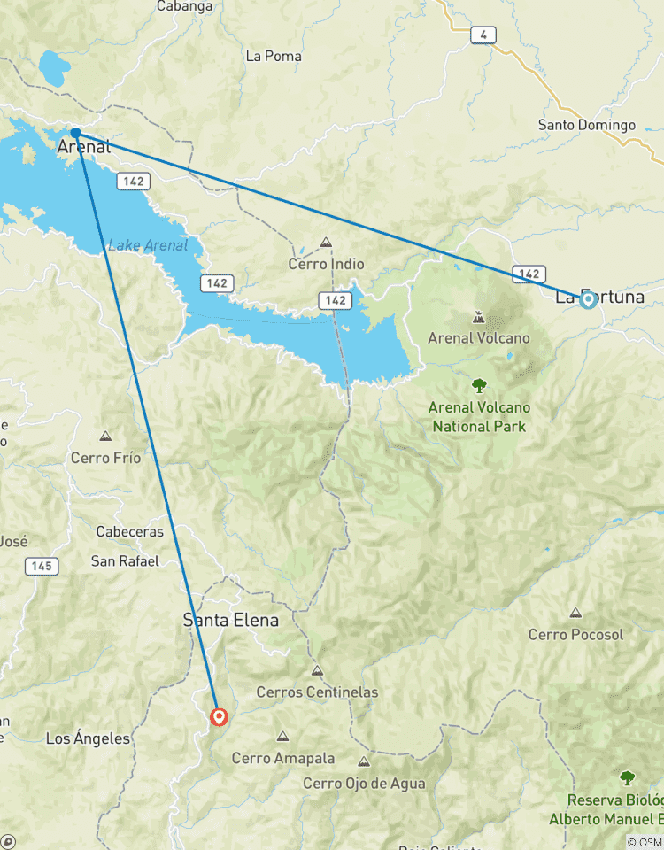 Die wichtigsten Sehenswürdigkeiten von Arenal und Monteverde für 4 Tage Rundreise