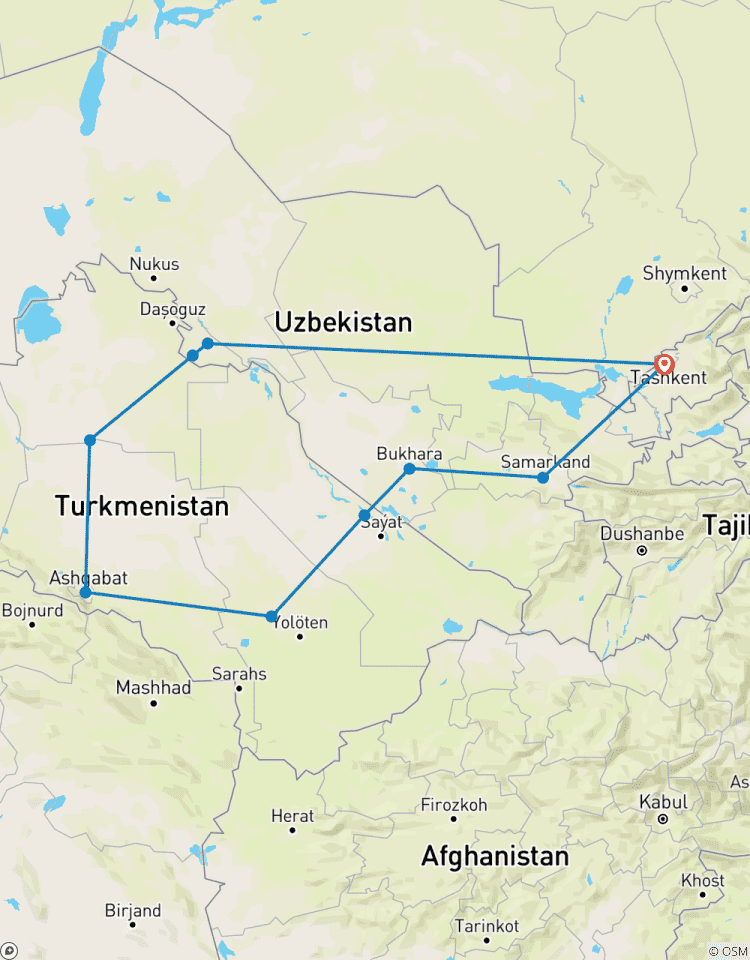 Explorateur de l\'Ouzbékistan et du Turkménistan circuit