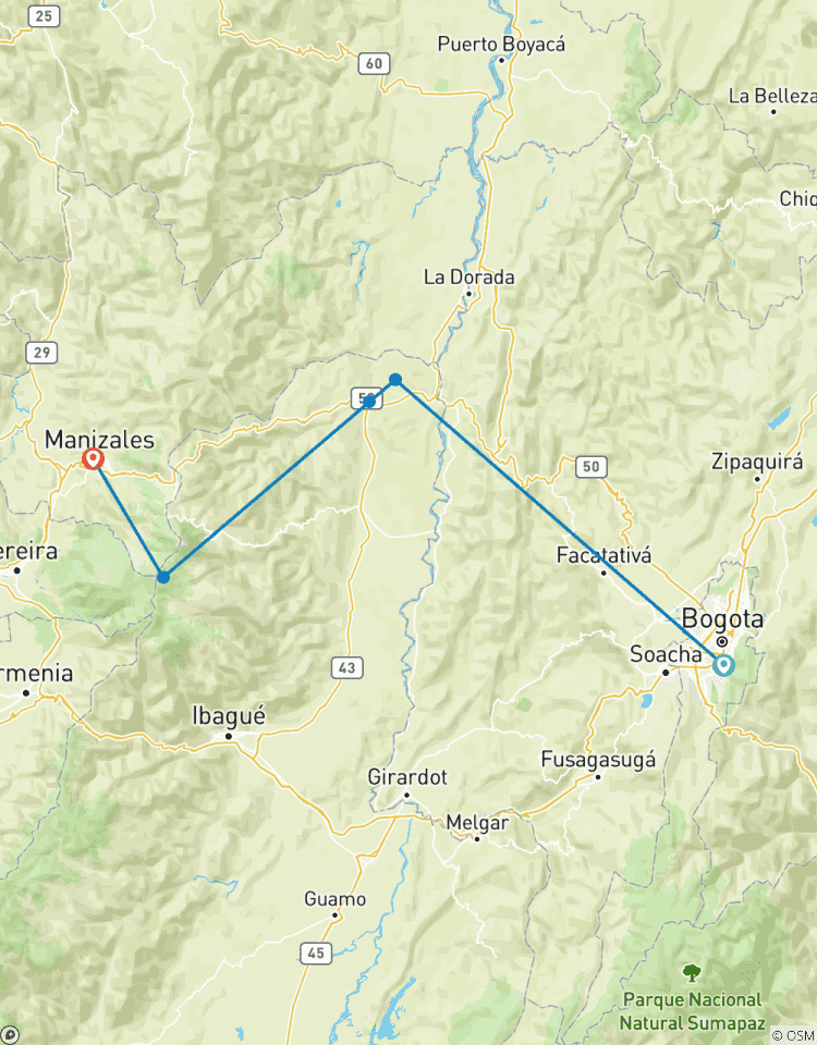 Ponts, volcans et routes du café : Un voyage à vélo en Colombie circuit