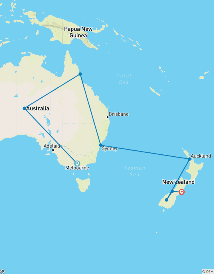 Circuito AUSTRALIA Y NUEVA ZELANDA DESTACADOS - 21 Días de Melbourne a Christchurch