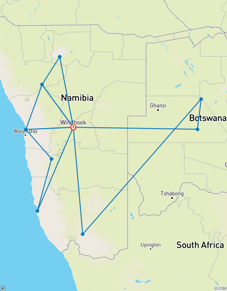 17 JOURS DE VACANCES CLASSIQUES EN SOLO - NAMIBIE circuit