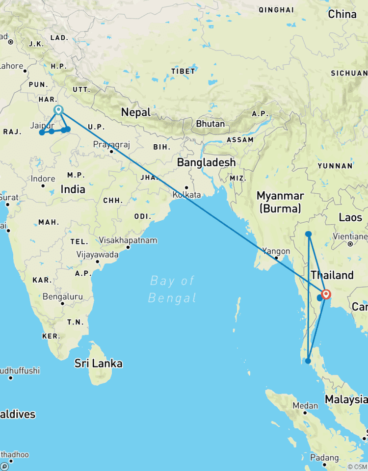 Triangle d\'or Inde Taj Mahal avec Thaïlande Majestic circuit
