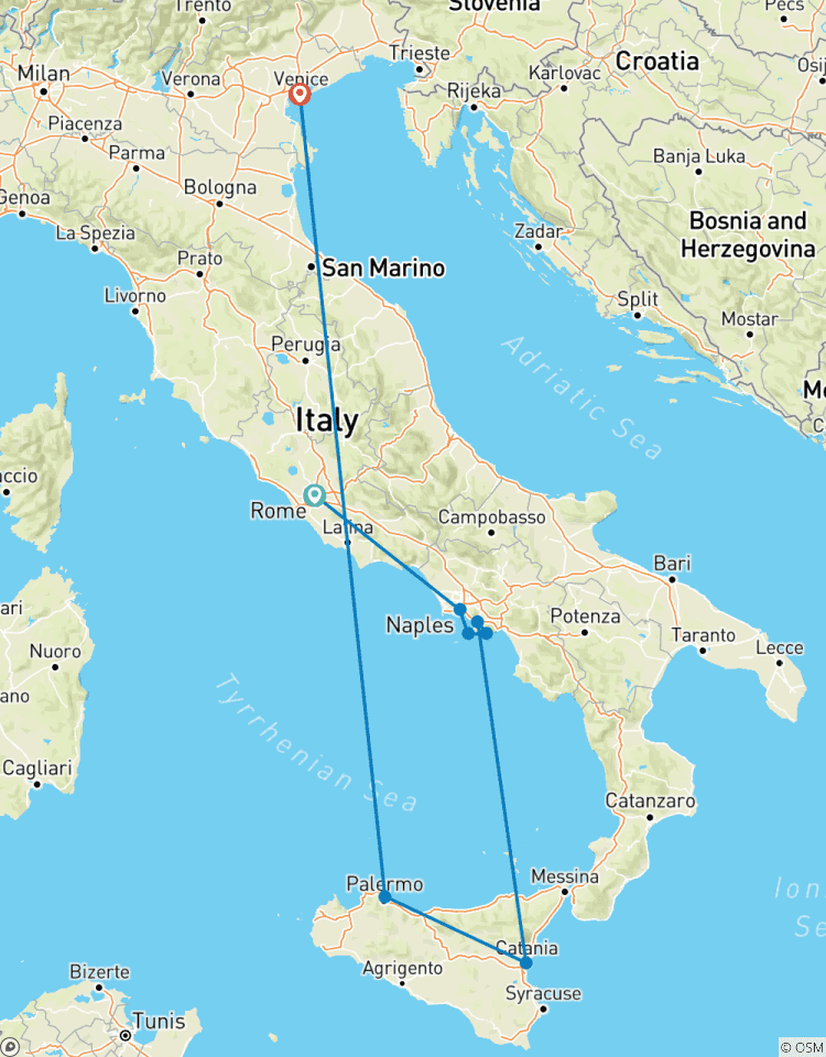 Circuito De los Antiguos Imperios al Encanto de las Islas: Roma, Sicilia y Venecia con desayuno y traslados