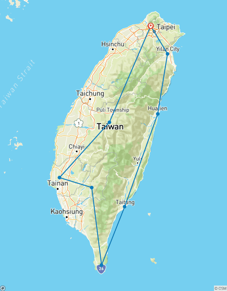 5 Tage Inselrundfahrt durch Taiwan mit erstklassigen Hotels (deutsch-englischer zweisprachiger Reiseführer) Rundreise