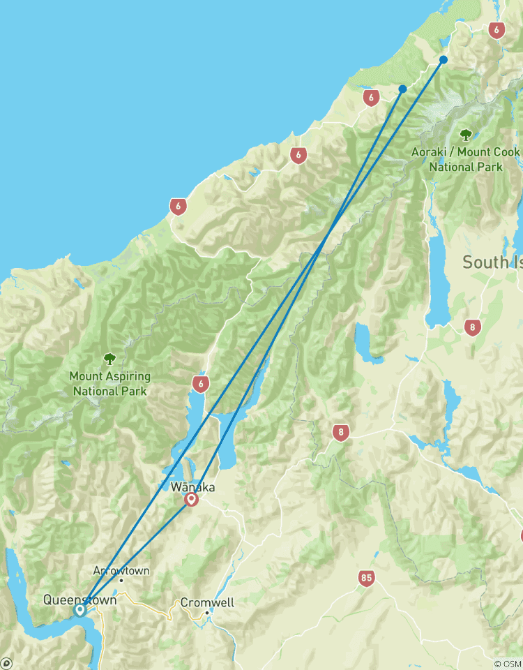 8 jours de Queenstown à Wanaka en bus : glaciers, sauts en parachute et aventures alpines circuit