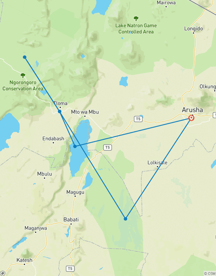 Safari de 4 jours dans la nature sauvage en Tanzanie (luxe moyen) circuit
