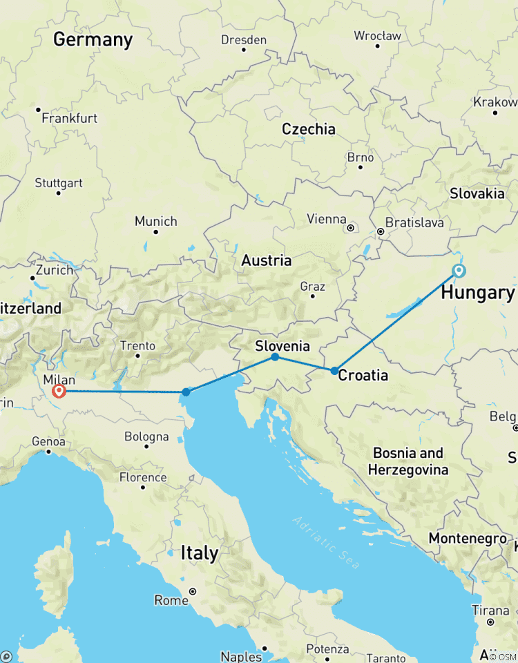 Youth on Track from Budapest to Milan; Rail & Bus through Central Europe Tour
