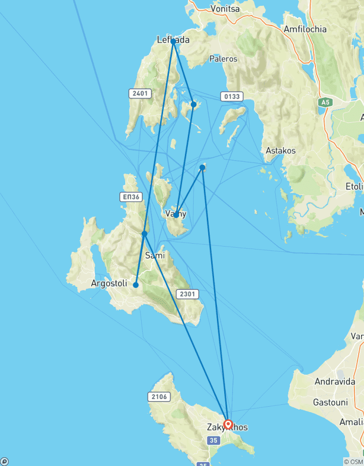 8-daagse zeiltocht in Griekenland - van Zante naar Kefalonia, Ithaka en verder-rondreis
