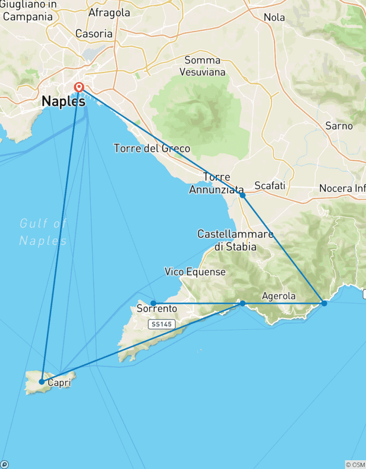 Circuito 6 Días desde Nápoles: Pompeya, Monte Vesubio, Costa Amalfitana, Sorrento, Positano e Isla de Capri